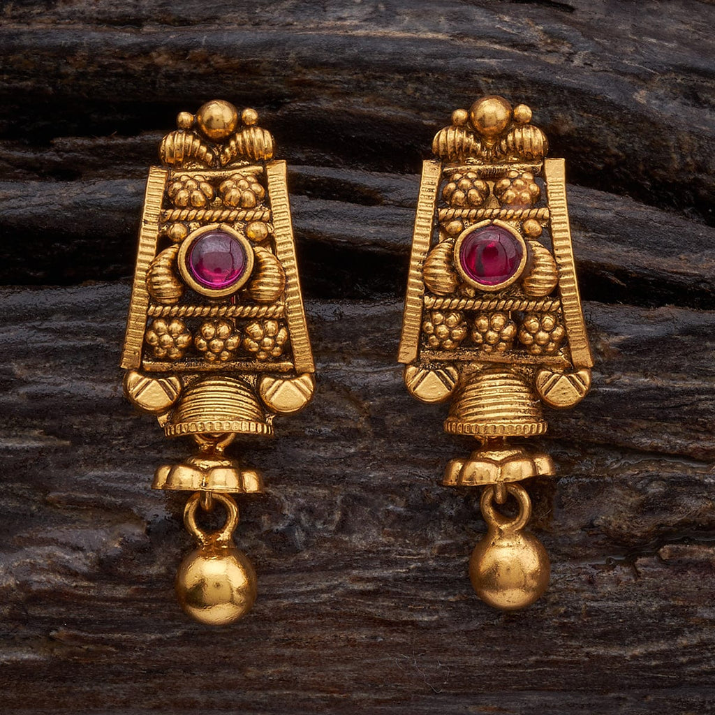 temple earring ruby oxidised gold silver temple earring 168229